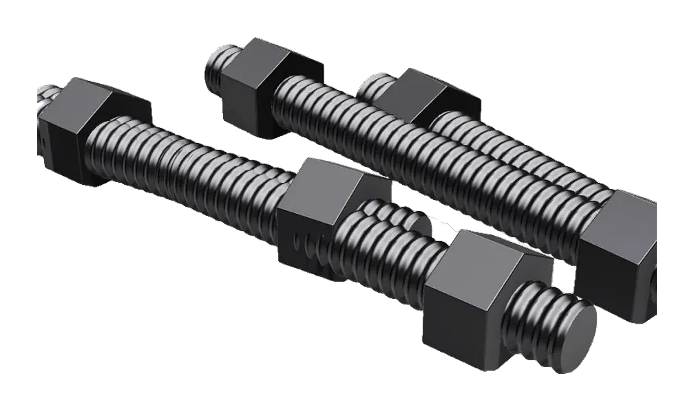 Stud bolts with heavy hex nuts